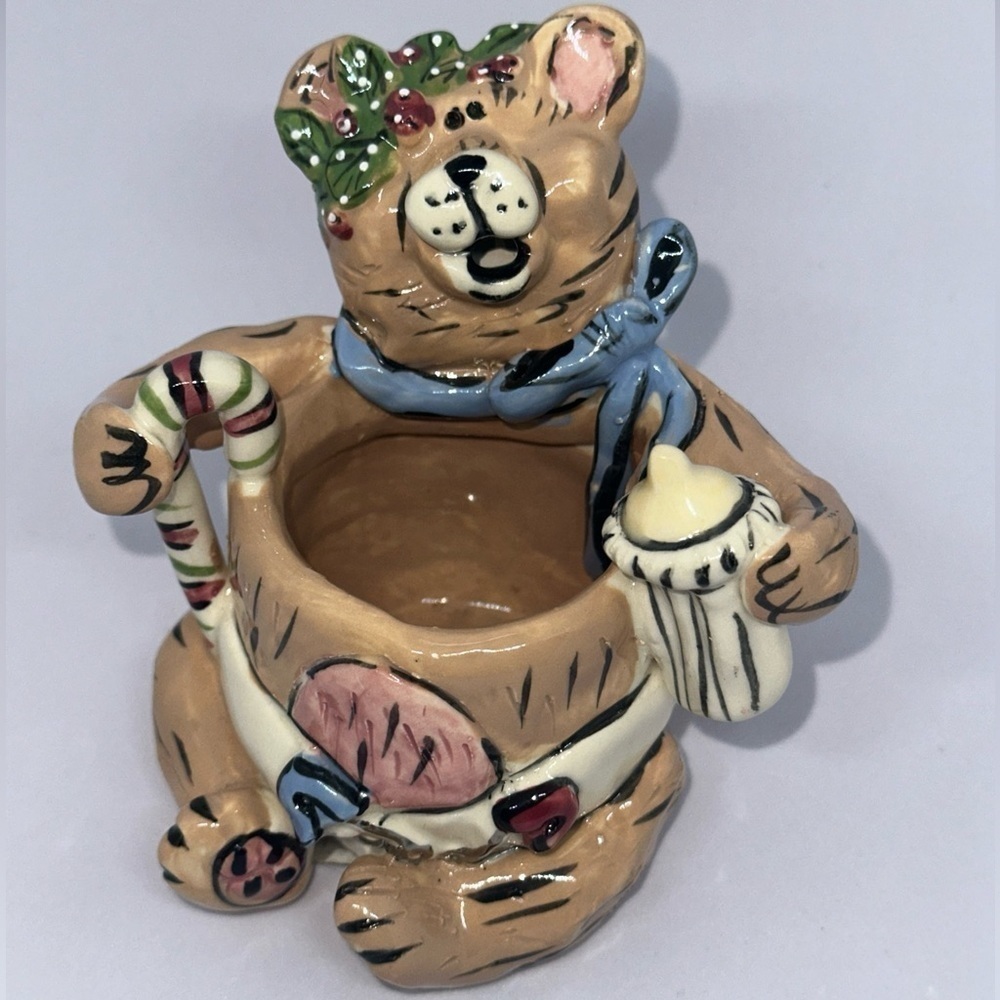 Blue Sky Clayworks Heather Goldminc 3.75” Tall Ceramic Baby Bear Trinket Holder